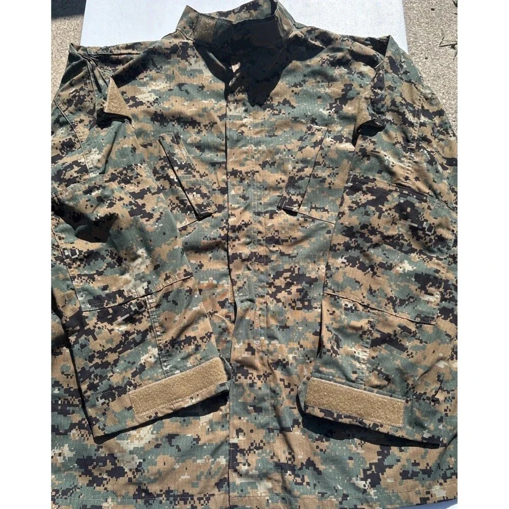 Tru-Spec Digital Camo Combat Shirt Unisex XL Long Green Brown Long Sleeve